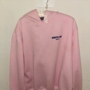Pink White Fox Hoodie- Blue Lettering